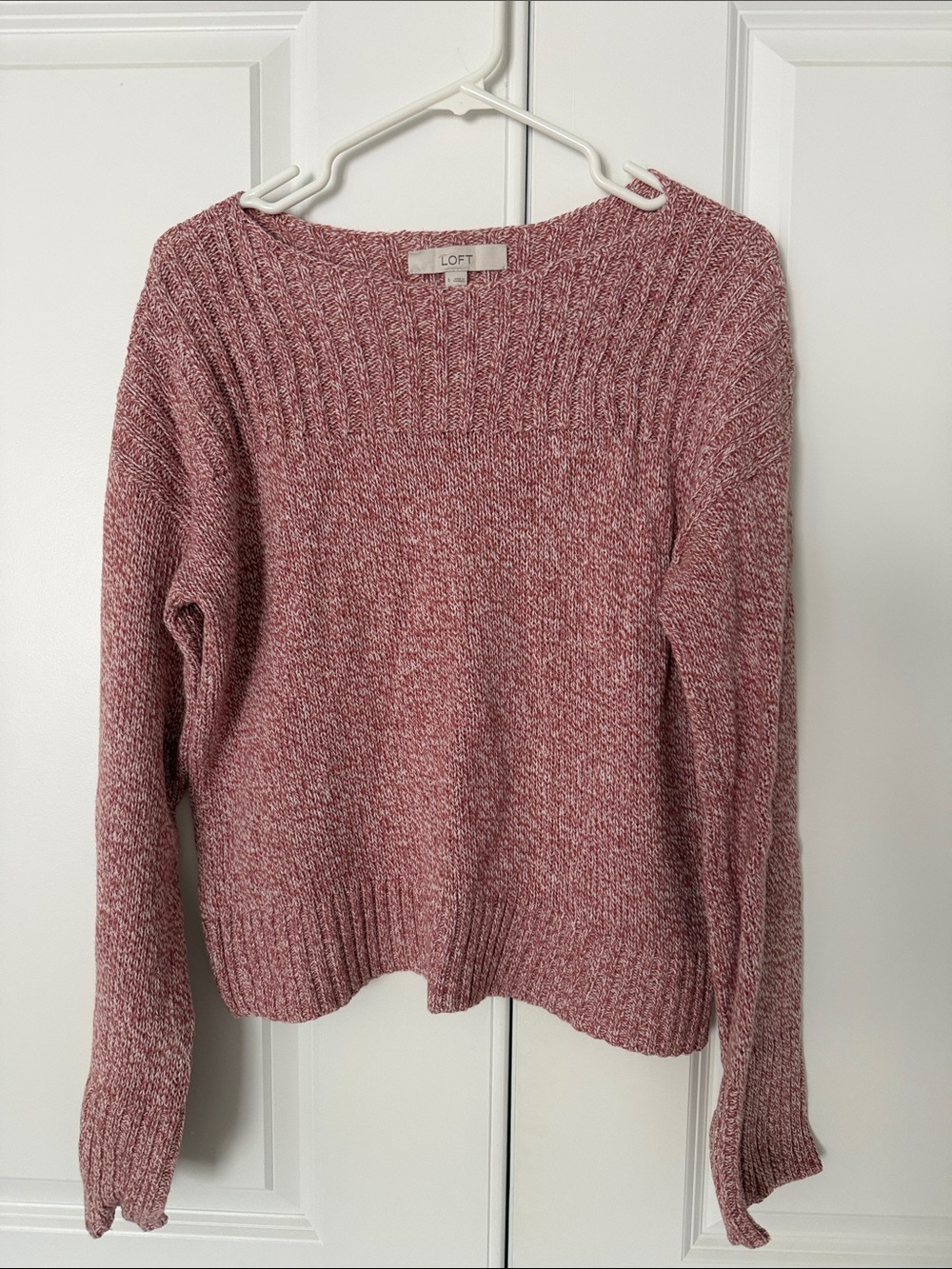 LOFT Dusty Rose Marled Crewneck Sweater